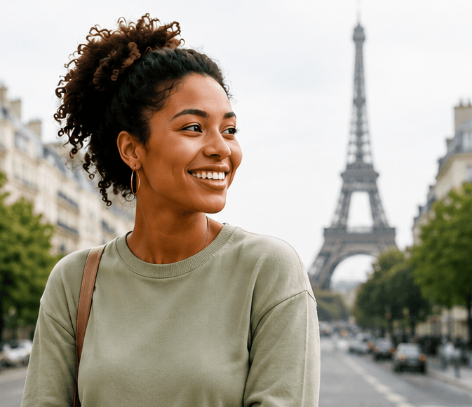 Une membre de Compatri dans sa ville d'accueil